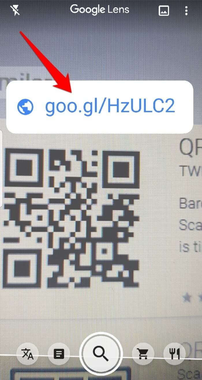 Lire le code Qr Android Google Lens scanné