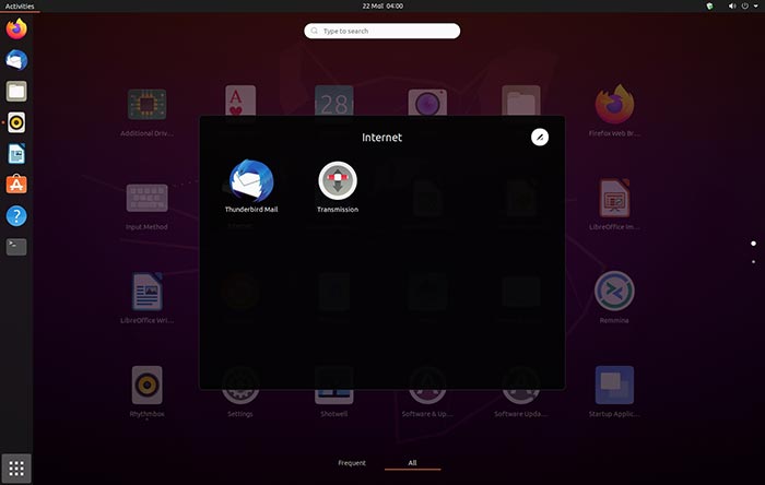 Groupes d'icônes de révision Ubuntu 2004