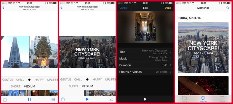 Vous pouvez enregistrer et modifier vos diaporamas à partir de l'application Photos de votre iPhone dans iOS 10+.