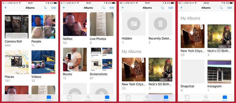 Organisez automatiquement et manuellement vos photos et vidéos dans des albums dans l'application Photos d'iOS 10+.