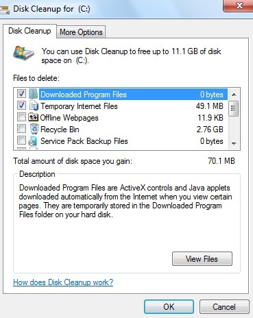 Nettoyage de disque Windows 7 1