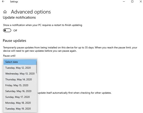 Comment la mise à jour de Windows 10 1903 interrompt les mises à jour de pause de chrome