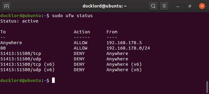 Désactiver Activer Gérer les règles d'état du pare-feu Ubuntu