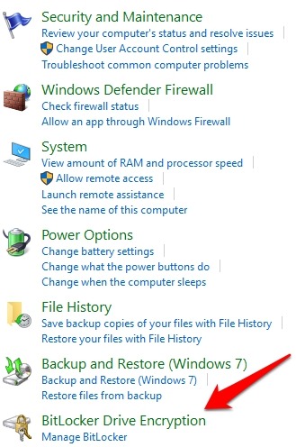 Mot de passe Protéger les fichiers Dossiers Panneau de configuration Windows 10 Sécurité du système Bitlocker Drive Encryption