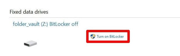 Mot de passe Protéger les fichiers Dossiers Windows 10 Bitlocker Drive Encryption Disques de données fixes Activer Bitlocker