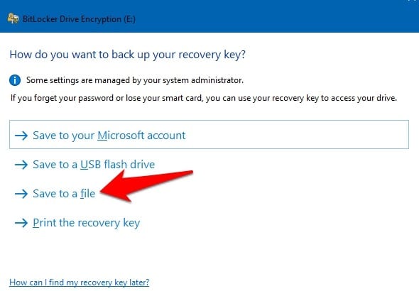Mot de passe Protéger les fichiers Dossiers Windows 10 Bitlocker Enregistrer dans un fichier