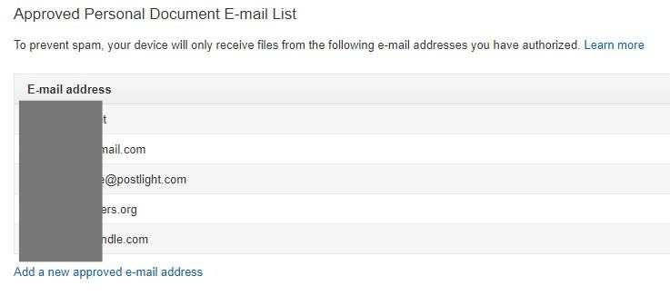 Adresses e-mail approuvées par Android Web vers Kindle