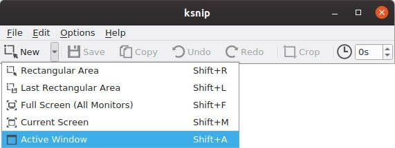 Captures d'écran annotées avec les types de captures d'écran Ksnip