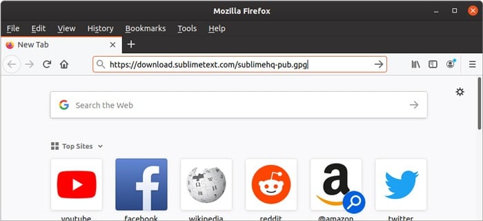 Url de la clé de gestion de l'interface graphique du référentiel Ubuntu