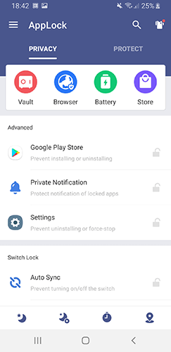 Meilleur casier d'application Android Domobile Applock