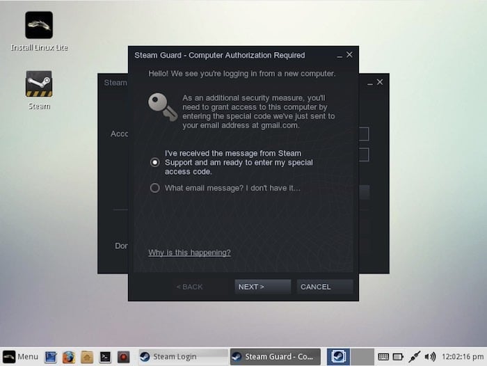 Autorisez votre compte Steam Linux