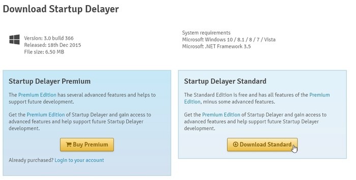 Startup Delayer Optimiser Connexion Téléchargement Standard