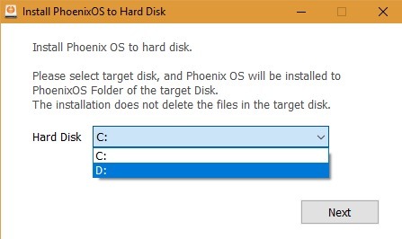 Installer Phoenix Os sur le disque dur