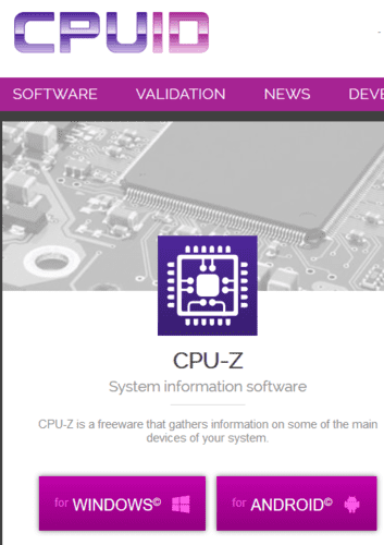 Identification de la carte graphique Cpu Z pour Windows