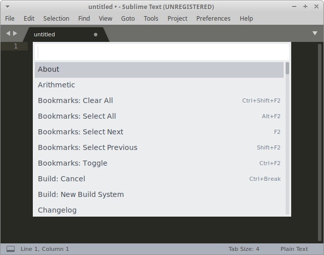 Ubuntu Sublime Text pour Html La palette de commandes