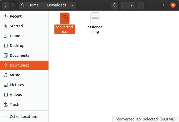 Linux Convertir Img en fichier converti Iso