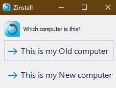 Zinstall Winwin Sélectionnez l'ancien ou le nouvel ordinateur