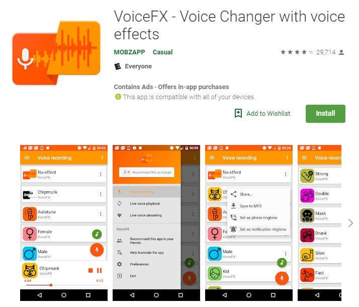 Applications de changement de voix Voicefx
