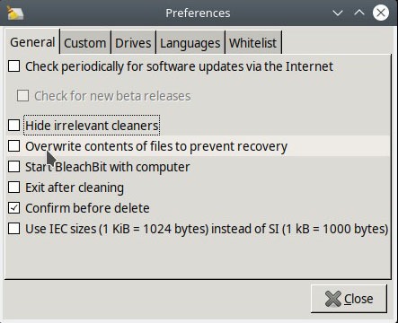 Fichier Linux Supprimer Bleachbit Écraser le contenu