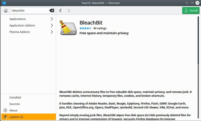 Fichier Linux Supprimer l'installation de Bleachbit