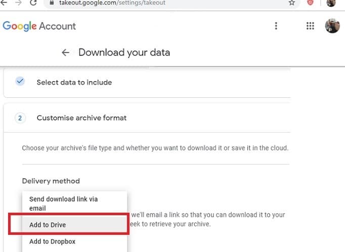Personnaliser la récupération de Google Takeout en tant que Google Drive