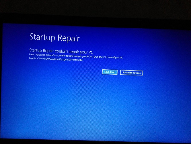 L'état de la réparation au démarrage n'a pas pu réparer le PC