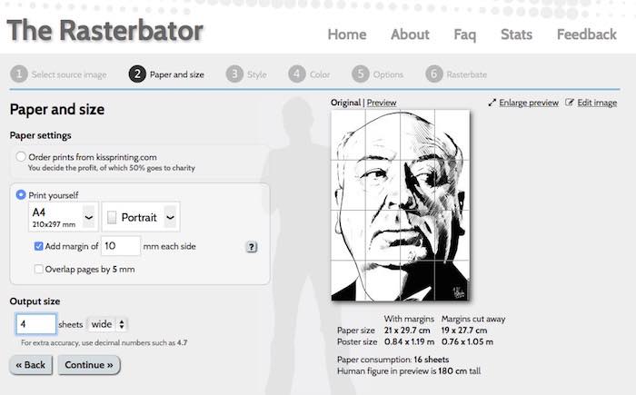 Utilisez des sites Web comme The Rasterbator pour créer d'énormes affiches de plusieurs pages.