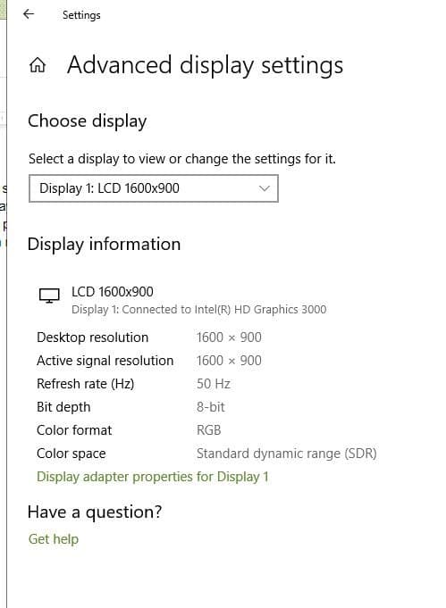 Paramètres de l'adaptateur d'affichage Windows du moniteur scintillant