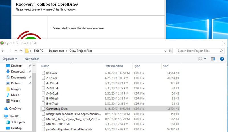 Recovery Toolbox For Coreldraw Review File Picker