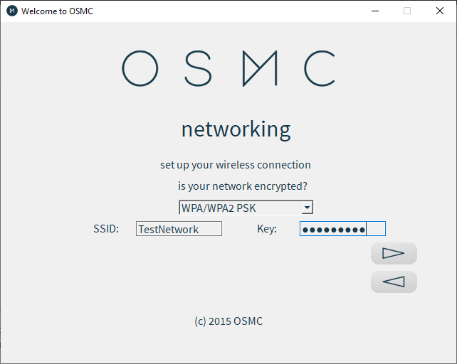 Options de réseau sans fil de l'installateur Osmc