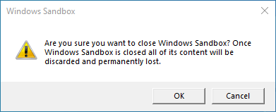 Bac à sable Windows Cliquez sur OK