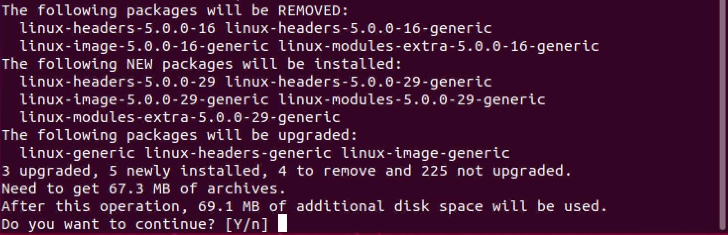 Confirmation du noyau de rétrogradation de Linux