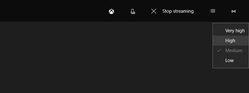 Paramètres de qualité de diffusion de l'application Xbox Windows