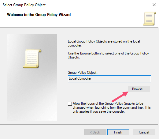Stratégie de groupe Windows non administrateur Cliquez sur Parcourir