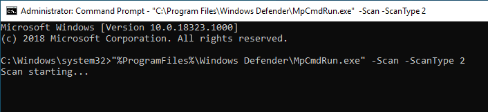 Analyse complète de la ligne de commande de Windows Defender 03