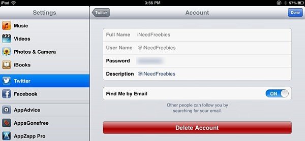 Supprimez votre compte Twitter sur votre iPad.