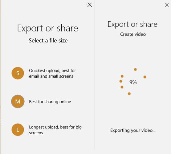 Exportation de vidéos dans l'application Photos