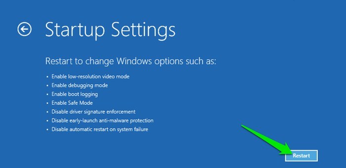 Windows-10-Mode sans échec-Redémarrage