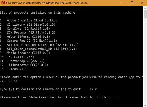 Adobe Creative Cloud Cleaner Supprimer des produits spécifiques After Effects