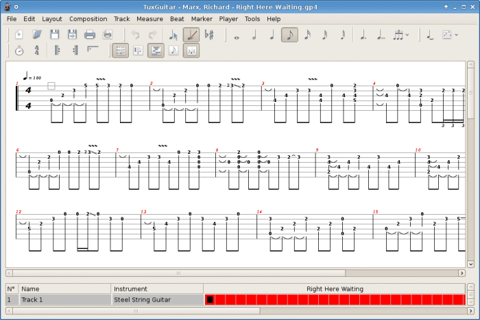 Applications Linux pour guitaristes Tux Guitar