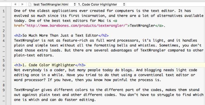 TextWrangler -mte- 01b - Code couleur