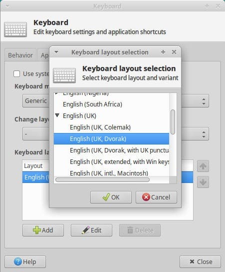 XFCE Sélectionner la disposition du clavier