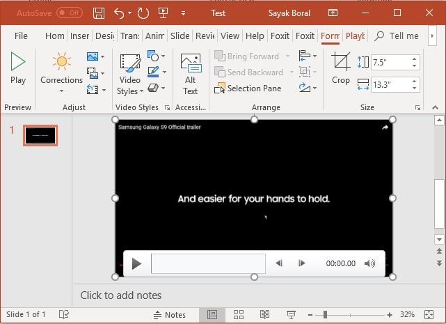 Écran vidéo capturé inséré dans PowerPoint