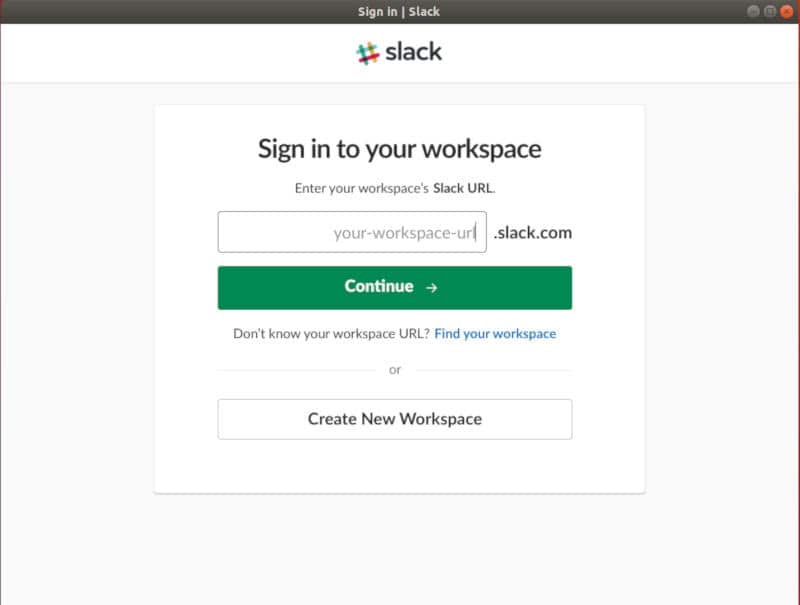 URL de l'espace de travail Slack