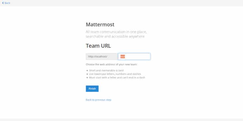 Définir l'URL de l'équipe Mattermost