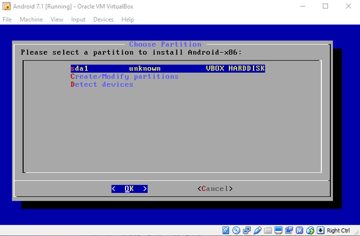 run-android-in-virtualbox-select-created-partition