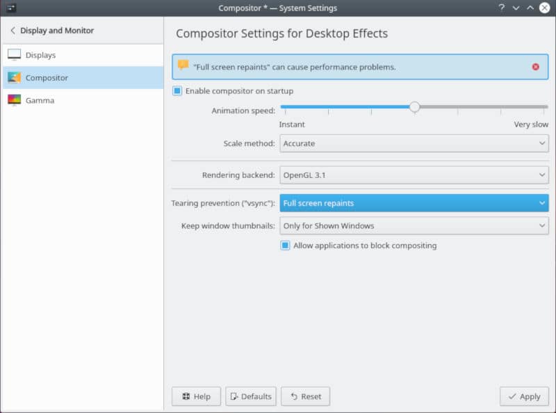 Contrôles de composition de KDE