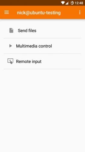 Menu de connexion KDE Android