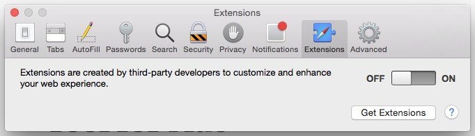 Activez et désactivez les extensions dans Safari.