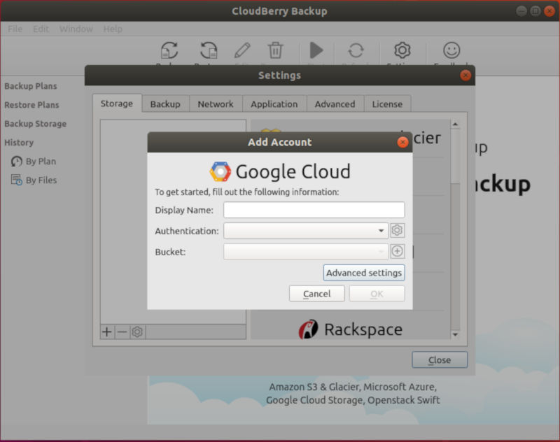 Stockage Google CloudBerry